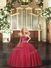 Affordable Red Quinceanera Gowns Sweet 16 and Quinceanera with Beading Strapless Sleeveless Lace Up