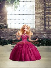 Ball Gowns Sleeveless Fuchsia Sweet 16 Dresses Brush Train Lace Up