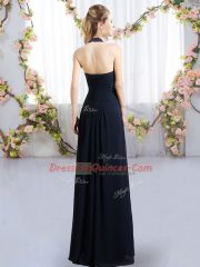 Fantastic Floor Length Lace Up Dama Dress for Quinceanera Olive Green for Wedding Party with Ruching