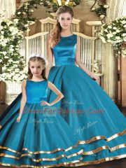 Scoop Sleeveless Tulle Vestidos de Quinceanera Ruffled Layers Lace Up
