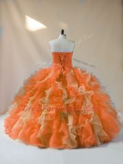 Multi-color Ball Gowns Sweetheart Sleeveless Organza Floor Length Lace Up Beading and Ruffles Sweet 16 Quinceanera Dress