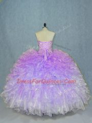 Clearance Multi-color Lace Up Sweetheart Beading and Ruffles Quinceanera Dress Organza Sleeveless
