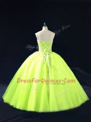 Adorable Yellow Green Sleeveless Beading Floor Length 15 Quinceanera Dress