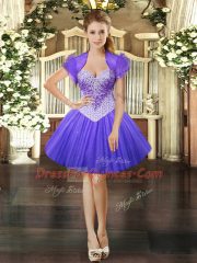 Lavender Lace Up Sweetheart Beading Prom Gown Tulle Sleeveless