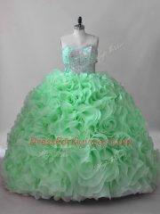 Colorful Sleeveless Beading Lace Up 15 Quinceanera Dress with Brush Train