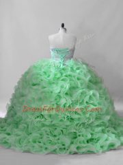 Colorful Sleeveless Beading Lace Up 15 Quinceanera Dress with Brush Train