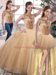 High Class Sleeveless Beading Lace Up Vestidos de Quinceanera