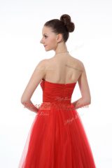Unique Red Tulle Zipper Sleeveless Beading