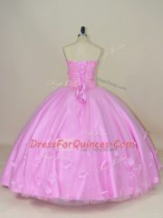 Romantic Sleeveless Lace Up Floor Length Beading and Hand Made Flower Quinceanera Gown