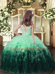 Stylish Sleeveless Tulle Floor Length Backless Little Girls Pageant Dress in Multi-color with Beading and Ruffles