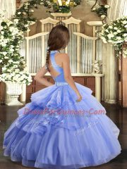 Affordable Halter Top Sleeveless Tulle Little Girl Pageant Dress Beading and Appliques Backless