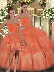 Deluxe Sleeveless Ruffled Layers Lace Up Vestidos de Quinceanera