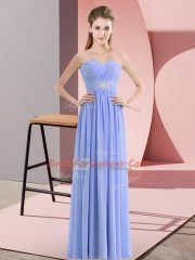 Designer Sweetheart Sleeveless Floor Length Beading Lavender Chiffon