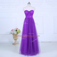 Floor Length Eggplant Purple Quinceanera Court of Honor Dress Sweetheart Sleeveless Zipper