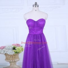 Floor Length Eggplant Purple Quinceanera Court of Honor Dress Sweetheart Sleeveless Zipper
