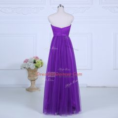 Floor Length Eggplant Purple Quinceanera Court of Honor Dress Sweetheart Sleeveless Zipper