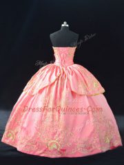 Pretty Satin Sleeveless 15 Quinceanera Dress and Embroidery