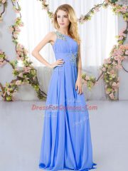 Fancy Chiffon One Shoulder Sleeveless Zipper Beading Quinceanera Dama Dress in Lavender