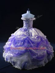 Fantastic Lavender Sleeveless Floor Length Beading and Pick Ups Lace Up Quinceanera Gown