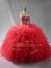 Tulle Sleeveless Floor Length Vestidos de Quinceanera and Beading and Ruffles