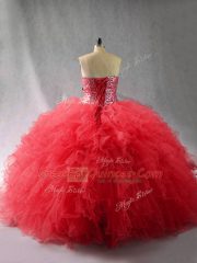 Tulle Sleeveless Floor Length Vestidos de Quinceanera and Beading and Ruffles