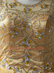 High End Gold Ball Gowns Tulle Scoop Sleeveless Beading Floor Length Lace Up Sweet 16 Dress