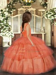 Super Hot Pink Sleeveless Floor Length Ruffled Layers Lace Up Pageant Dress for Teens