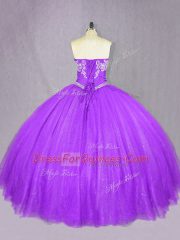 Captivating Lavender Tulle Lace Up 15 Quinceanera Dress Sleeveless Floor Length Beading