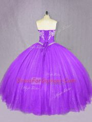 Captivating Lavender Tulle Lace Up 15 Quinceanera Dress Sleeveless Floor Length Beading