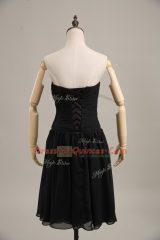 Designer Mini Length Lace Up Evening Dress Black for Prom and Party and Military Ball with Ruching