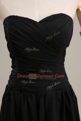 Designer Mini Length Lace Up Evening Dress Black for Prom and Party and Military Ball with Ruching