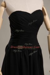 Designer Mini Length Lace Up Evening Dress Black for Prom and Party and Military Ball with Ruching