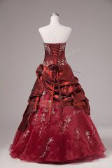 Fabulous Burgundy Strapless Neckline Beading and Embroidery Sweet 16 Dresses Sleeveless Lace Up