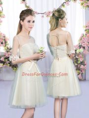 Half Sleeves Lace and Bowknot Lace Up Court Dresses for Sweet 16
