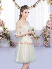 Half Sleeves Lace and Bowknot Lace Up Court Dresses for Sweet 16