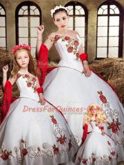 Top Selling Floor Length Ball Gowns Sleeveless White And Red Vestidos de Quinceanera Lace Up