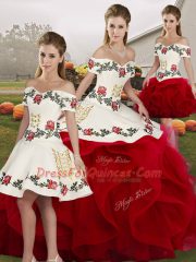 Romantic Sleeveless Embroidery and Ruffles Lace Up 15 Quinceanera Dress