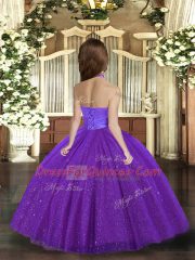 Classical Halter Top Sleeveless Winning Pageant Gowns Floor Length Ruching Rust Red Tulle