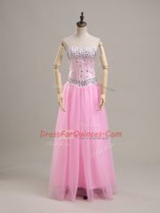 Sleeveless Lace Up Beading Prom Dress