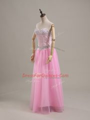 Sleeveless Lace Up Beading Prom Dress