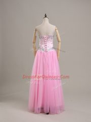 Sleeveless Lace Up Beading Prom Dress