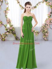 Empire Court Dresses for Sweet 16 Green Sweetheart Chiffon Sleeveless Floor Length Zipper