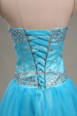 Tulle Sleeveless Floor Length Prom Party Dress and Beading