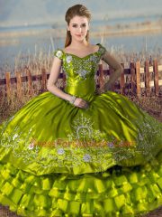 Glittering Sleeveless Embroidery and Ruffled Layers Lace Up Sweet 16 Quinceanera Dress