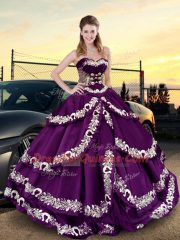 Purple Sleeveless Satin Lace Up 15th Birthday Dress for Sweet 16 and Quinceanera