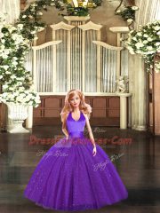Glamorous Floor Length Ball Gowns Sleeveless Purple Sweet 16 Dress Lace Up