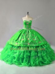 Lovely Organza Lace Up Sweet 16 Quinceanera Dress Sleeveless Floor Length Embroidery and Ruffles