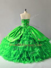Lovely Organza Lace Up Sweet 16 Quinceanera Dress Sleeveless Floor Length Embroidery and Ruffles