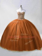 Sweetheart Sleeveless Tulle 15 Quinceanera Dress Beading Lace Up