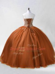 Sweetheart Sleeveless Tulle 15 Quinceanera Dress Beading Lace Up